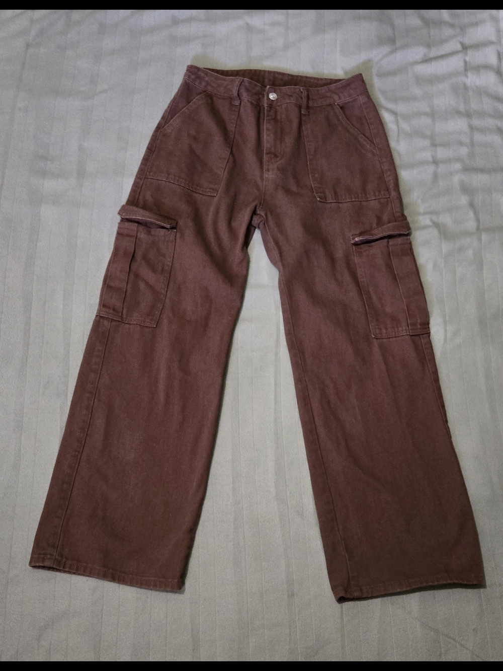 SHEIN Brown Wide Leg Cargo Pants Utility Pocket High Rise Size Large